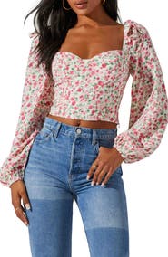 ASTR the Label Floral Tie Shoulder Blouse