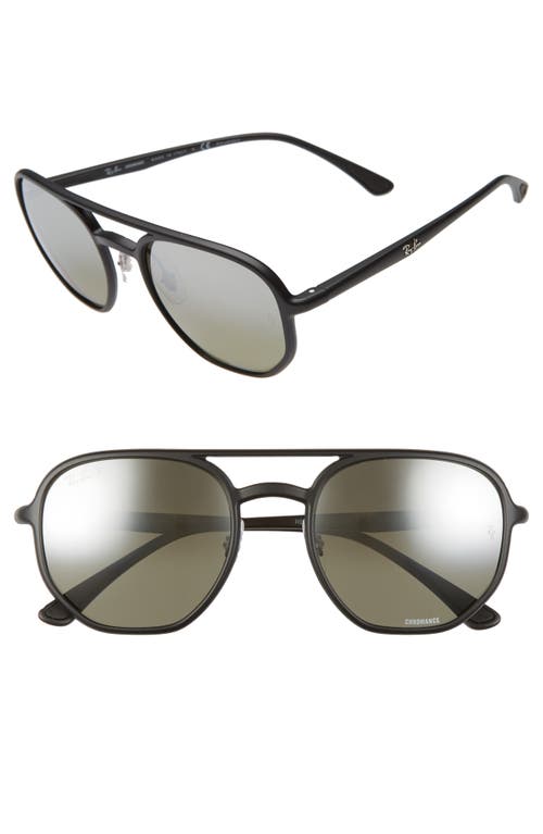 Ray Ban Ray-ban 53mm Chromance Polarized Aviator Sunglasses In Black/grey Grad Polar