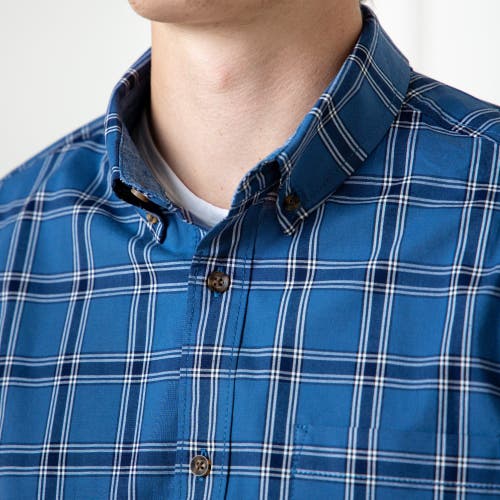 Shop Hope & Henry Organic Stretch Poplin Shirt In Dark Blue Homeroom Plaid