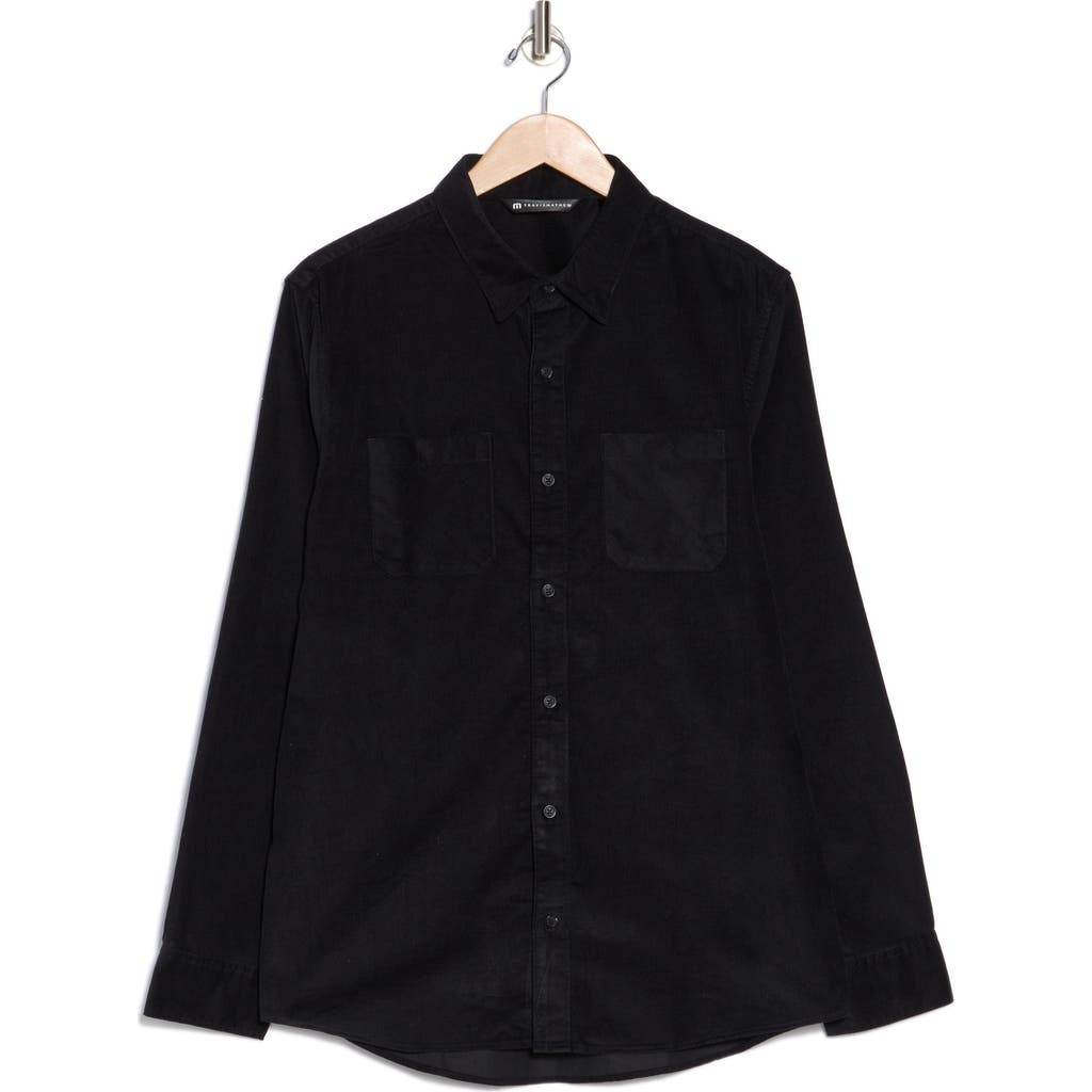 Travismathew Barrel Of Laughs Cotton Button-up Shirt In Black