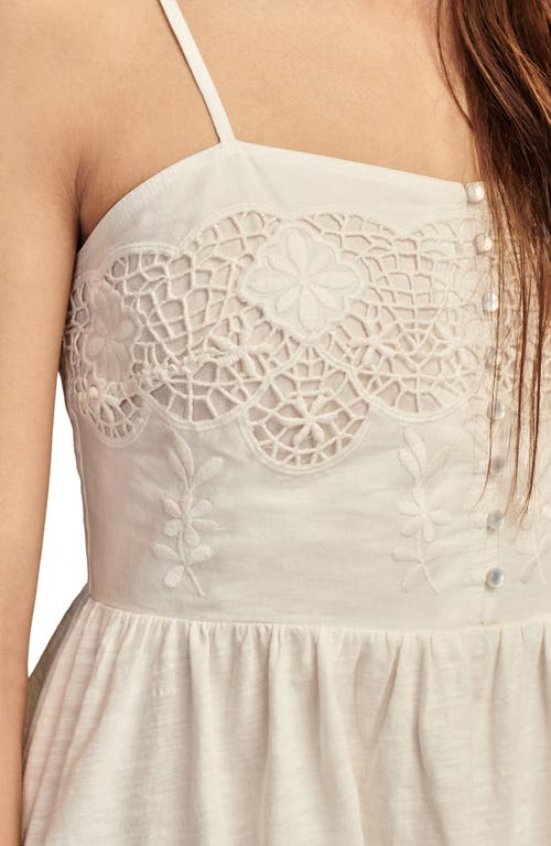 Shop Lucky Brand Embroidered Henley Tank Top In Whisper White