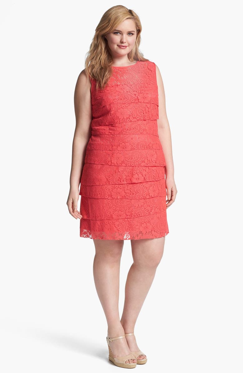 Eliza J Lace Shutter Pleat Dress (Plus Size) | Nordstrom