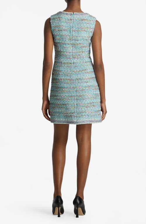 St John St. John Collection Gauzy Multiyarn Metallic Tweed Minidress In Seafoam/ Ecru Multi