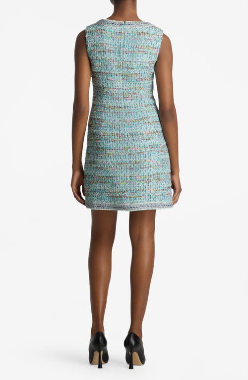 Shop St John St. John Collection Gauzy Multiyarn Metallic Tweed Minidress In Seafoam/ecru Multi