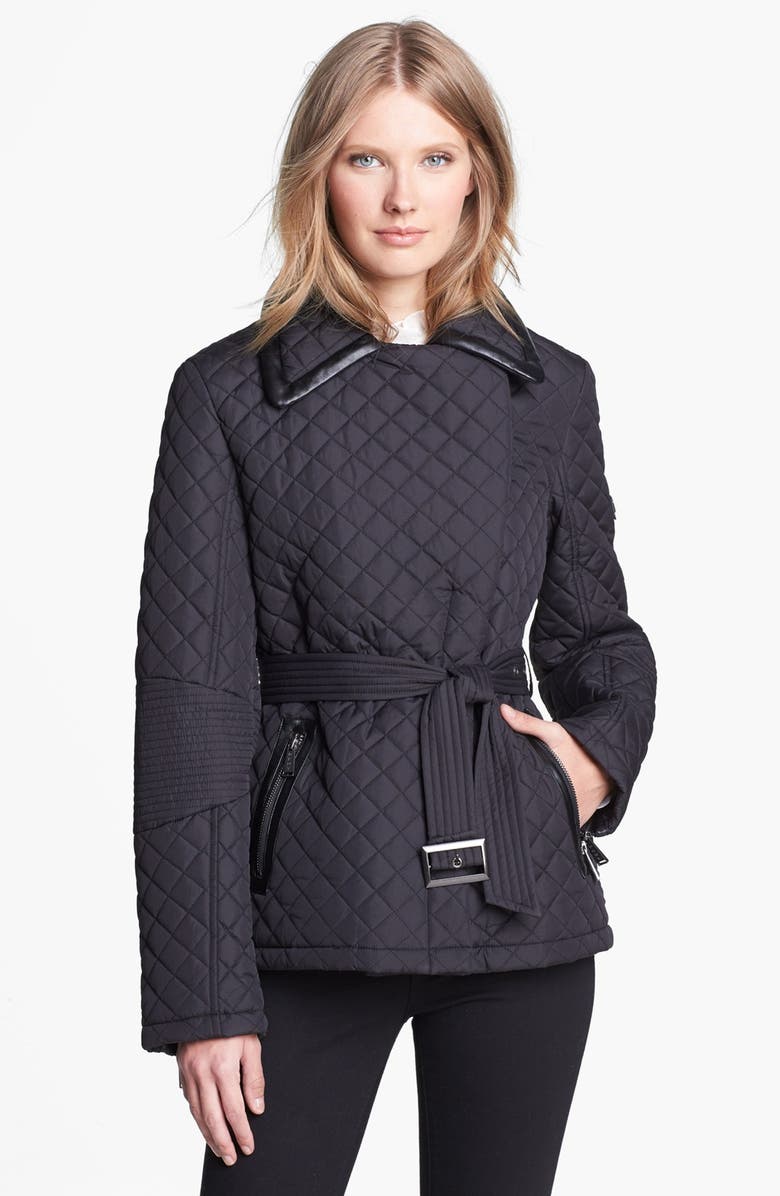 DKNY Faux Leather Trim Quilted Jacket (Online Only) | Nordstrom