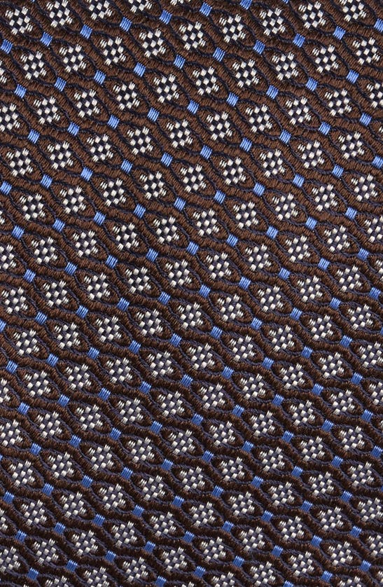 Shop Canali Neat Silk Tie In Brown