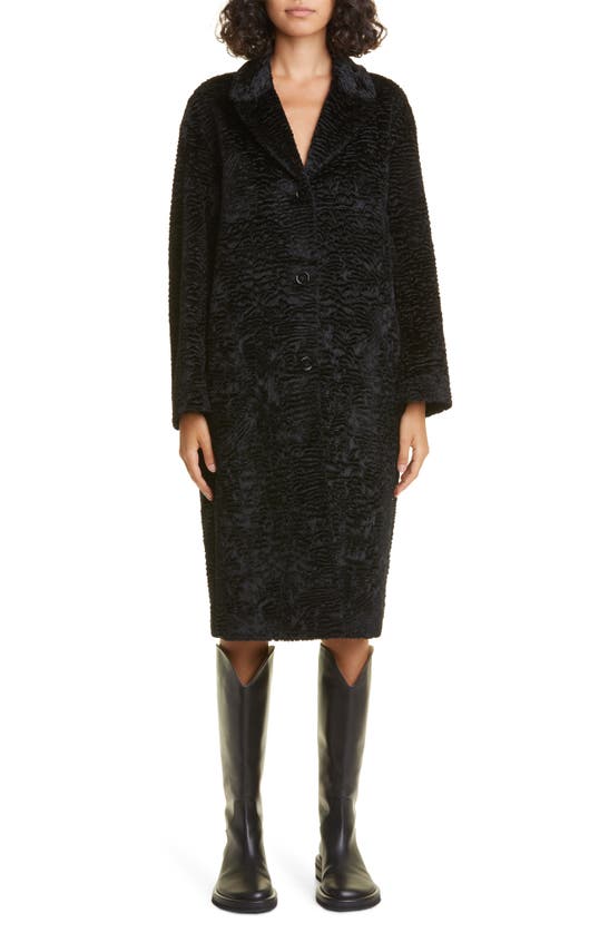 Max Mara Caio Faux Fur Alpaca & Wool Blend Coat In Black