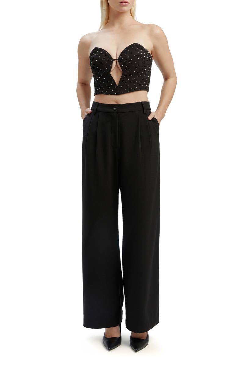 Bardot Eleni Embellished Strapless Velvet Corset Crop Top | Nordstrom