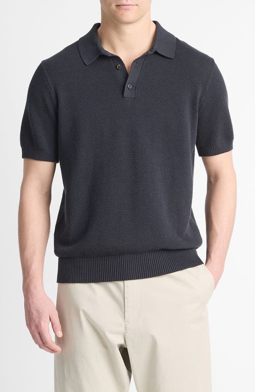 Vince Piqué Polo Sweater In Black