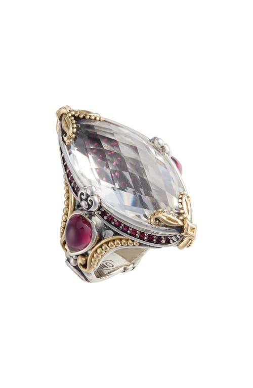 Konstantino Pythia Crystal Cocktail Ring in Silver/Crystal