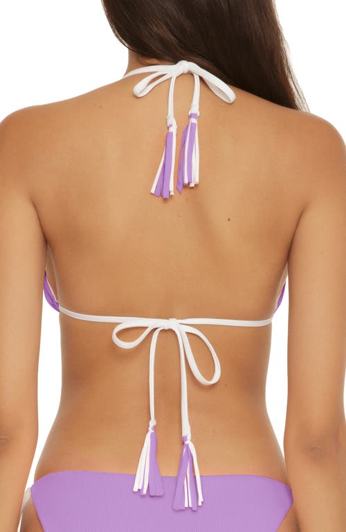 Becca Modern Reversible Rib Triangle Bikini Top In Lilac Pearl