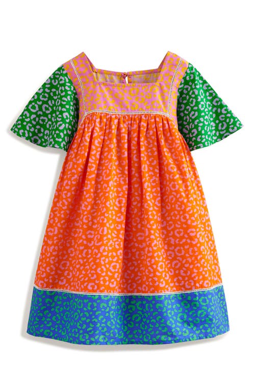 Mini Boden Kids' Colorblock Print Cotton Dress Multi Leopard at Nordstrom,