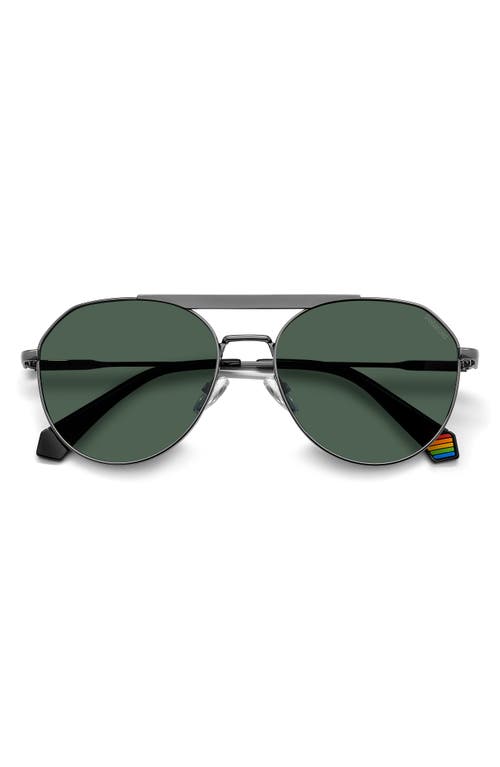 Shop Polaroid 57mm Polarized Aviator Sunglasses In Dark Ruthen/green Polarized