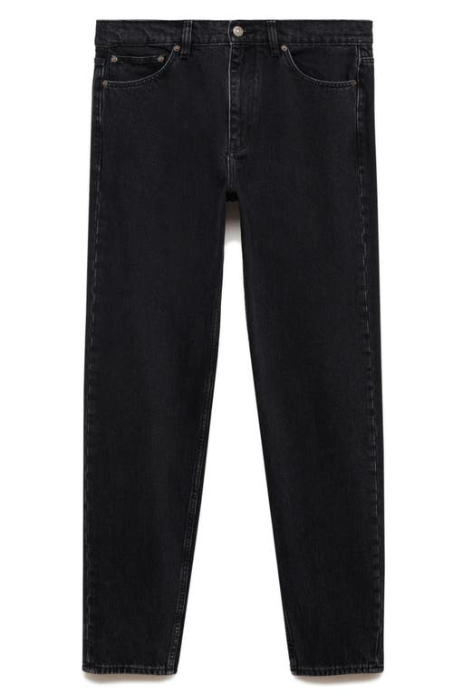 Shop Mango Bob Long Straight Leg Jeans In Black Denim