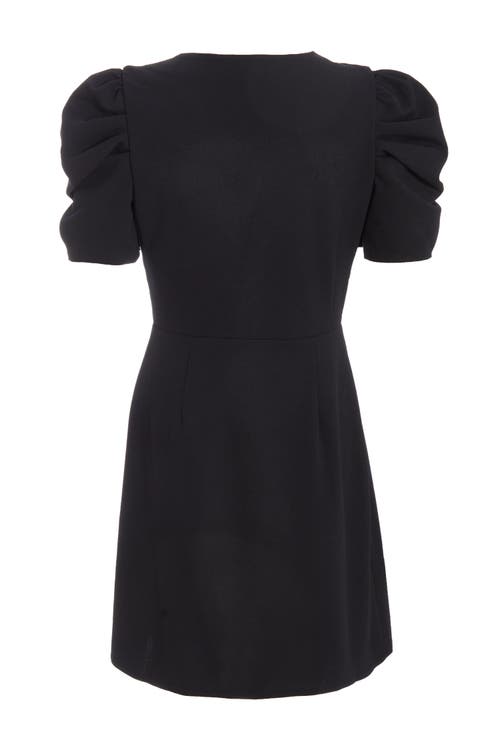 Shop Quiz Scuba Crepe Bow Detail Mini Dress In Black