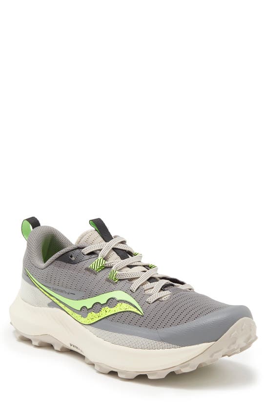 Saucony Peregrine 13 Running Shoe In Gravel/ Slime