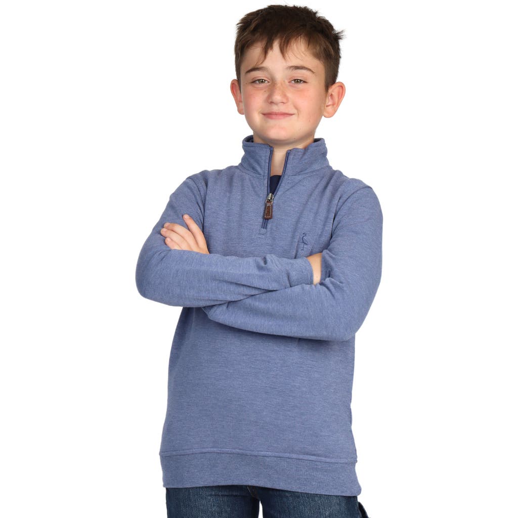 Tailorbyrd Kids' Sueded Fleece Quarter Zip Pullover In Denim Blue Heather