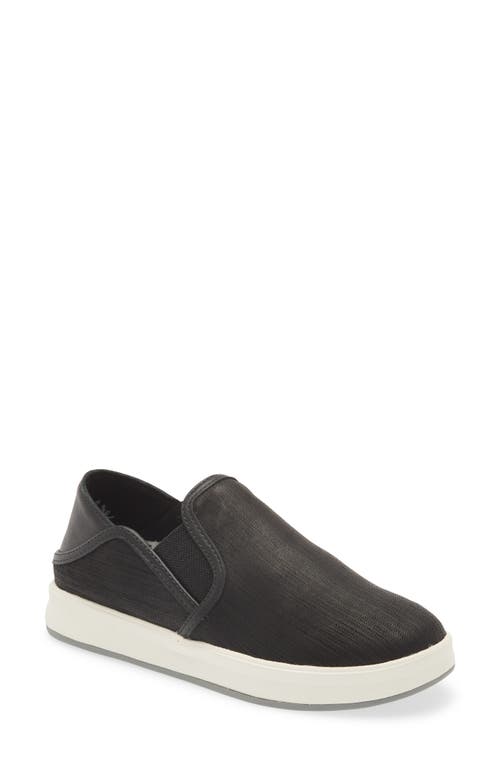 Ki‘ihele Leather Slip-On Sneaker in Black/Black