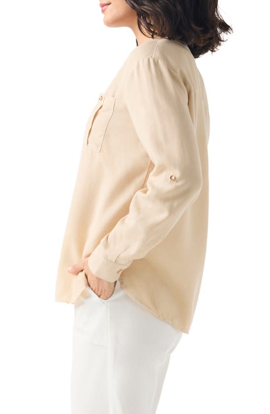 Nic + Zoe Drapey Utility Button-up Shirt In Sandshell