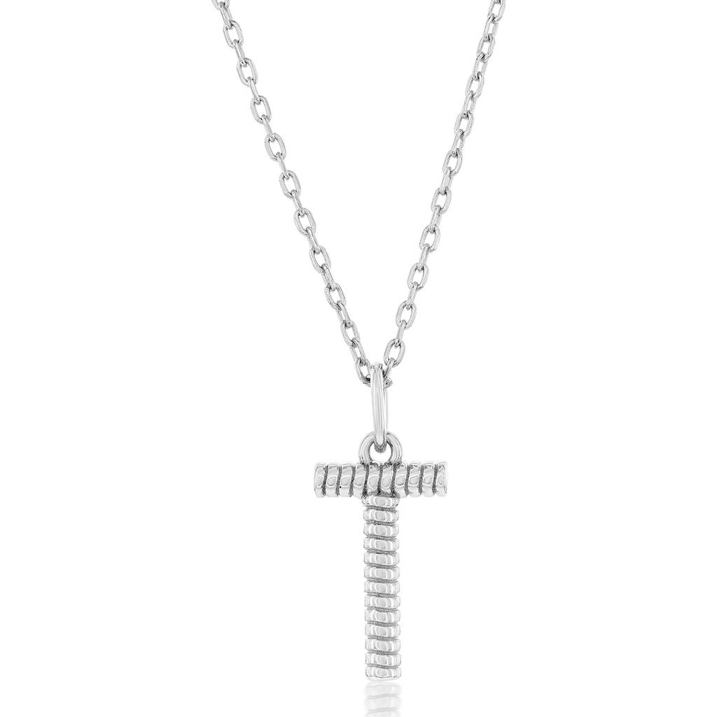 Simona Croissant Initial Pendant Necklace In Silver- T