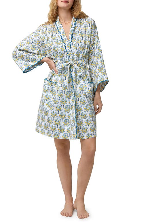 BedHead Pajamas Lemon Tree Print Organic Cotton Robe in Lemon Trees
