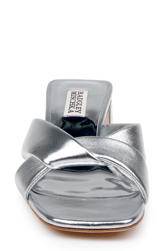 Badgley Mischka Briella Ii Slide Sandal In Silver Leather