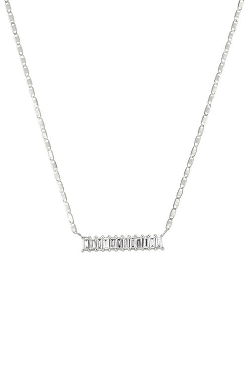 Baguette Diamond Bar Pendant Necklace in White Gold