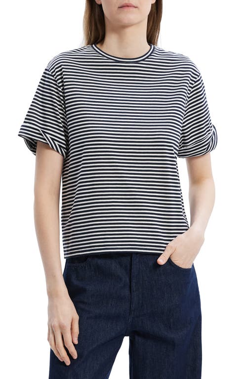 Theory Stripe Cotton T-Shirt Navy/White at Nordstrom,