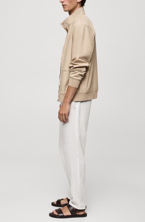 Shop Mango Cotton Zip-up Jacket In Beige