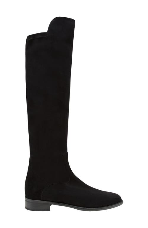 Over-The-Knee Pull-On Boot in Black Suede