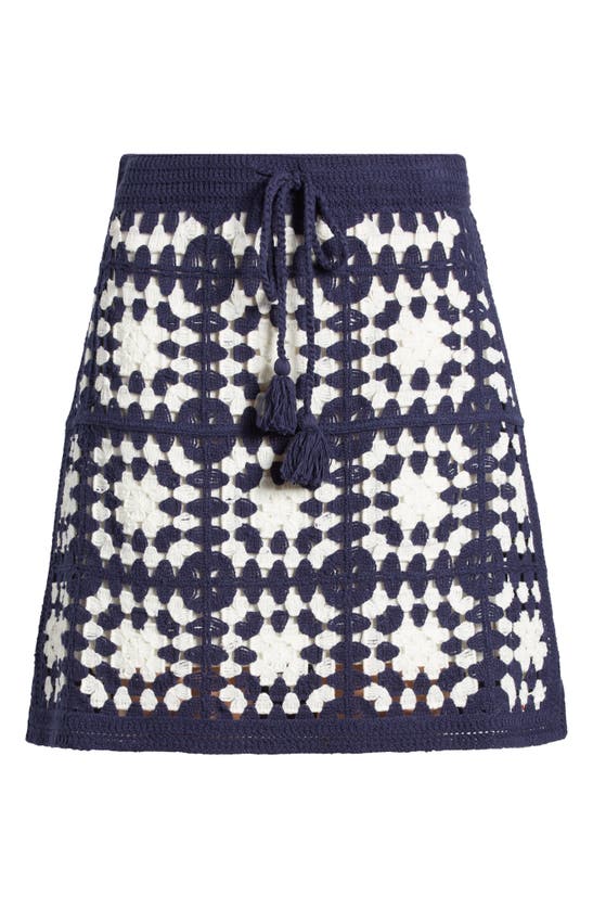 Shop Frame Tassel Crochet Miniskirt In Navy Multi