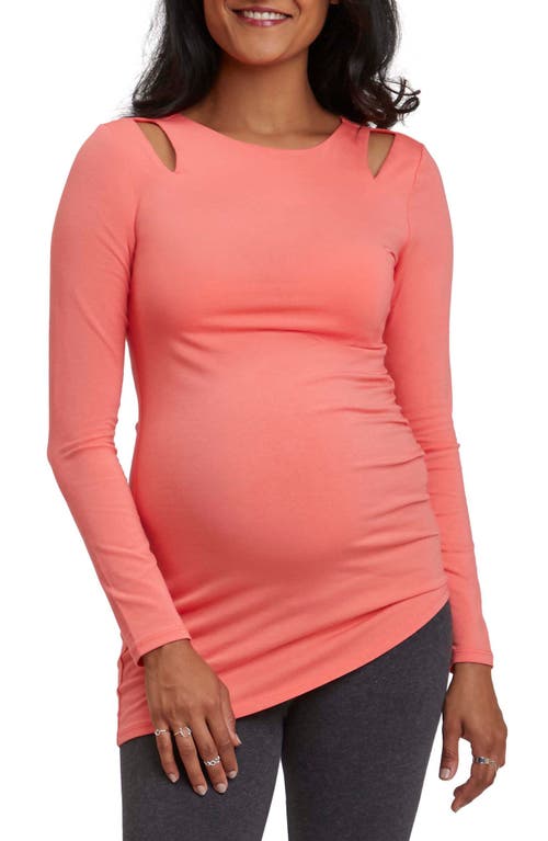 Stowaway Collection Double Keyhole Maternity Top Coral at Nordstrom,