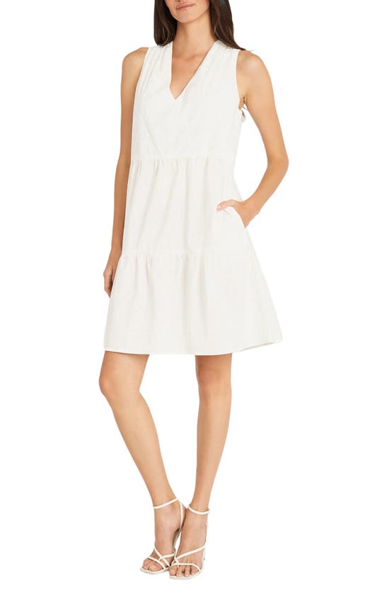 Maggy London Sleeveless Tiered Fit & Flare Dress In Ivory