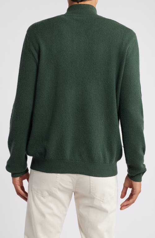 Lorenzo Uomo Merino Wool & Cashmere Bird's Eye Quarter Zip Sweater In Juniper