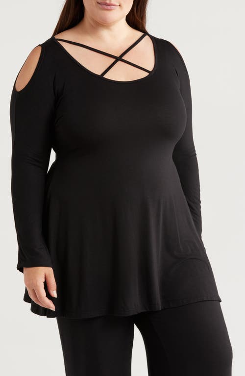 24seven Comfort Apparel Crisscross Strap Jersey Top In Black