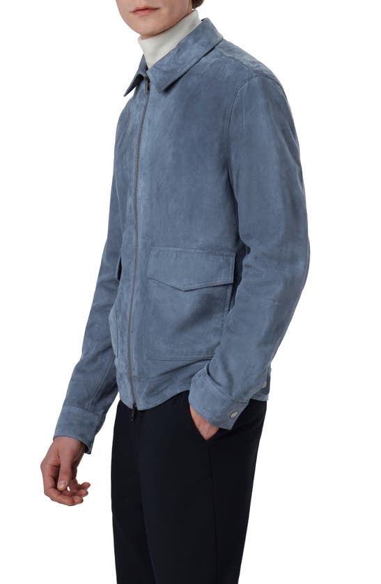Bugatchi Suede Zip Bomber Jacket In Cobalt