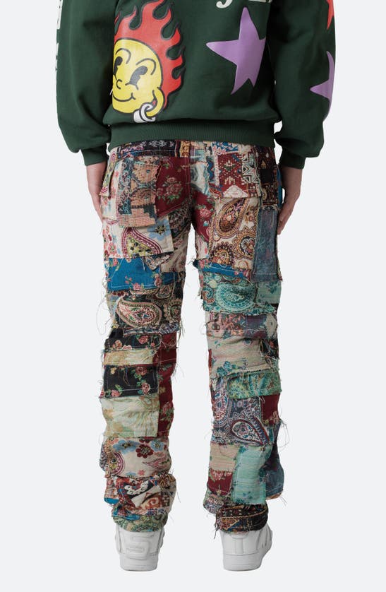Mnml Panel Blanket Straight Leg Pants In Green Multi