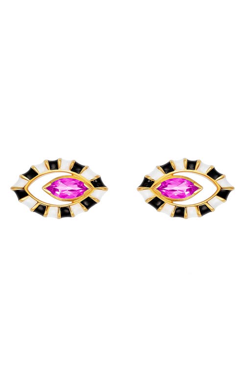 Life in Color Topaz Eye Stud Earrings in Black And White