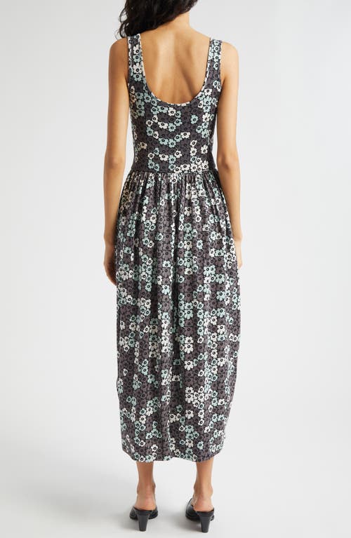 Shop Marimekko Dekadi Unikko Jersey Maxi Dress In Grey Greyish Green Black