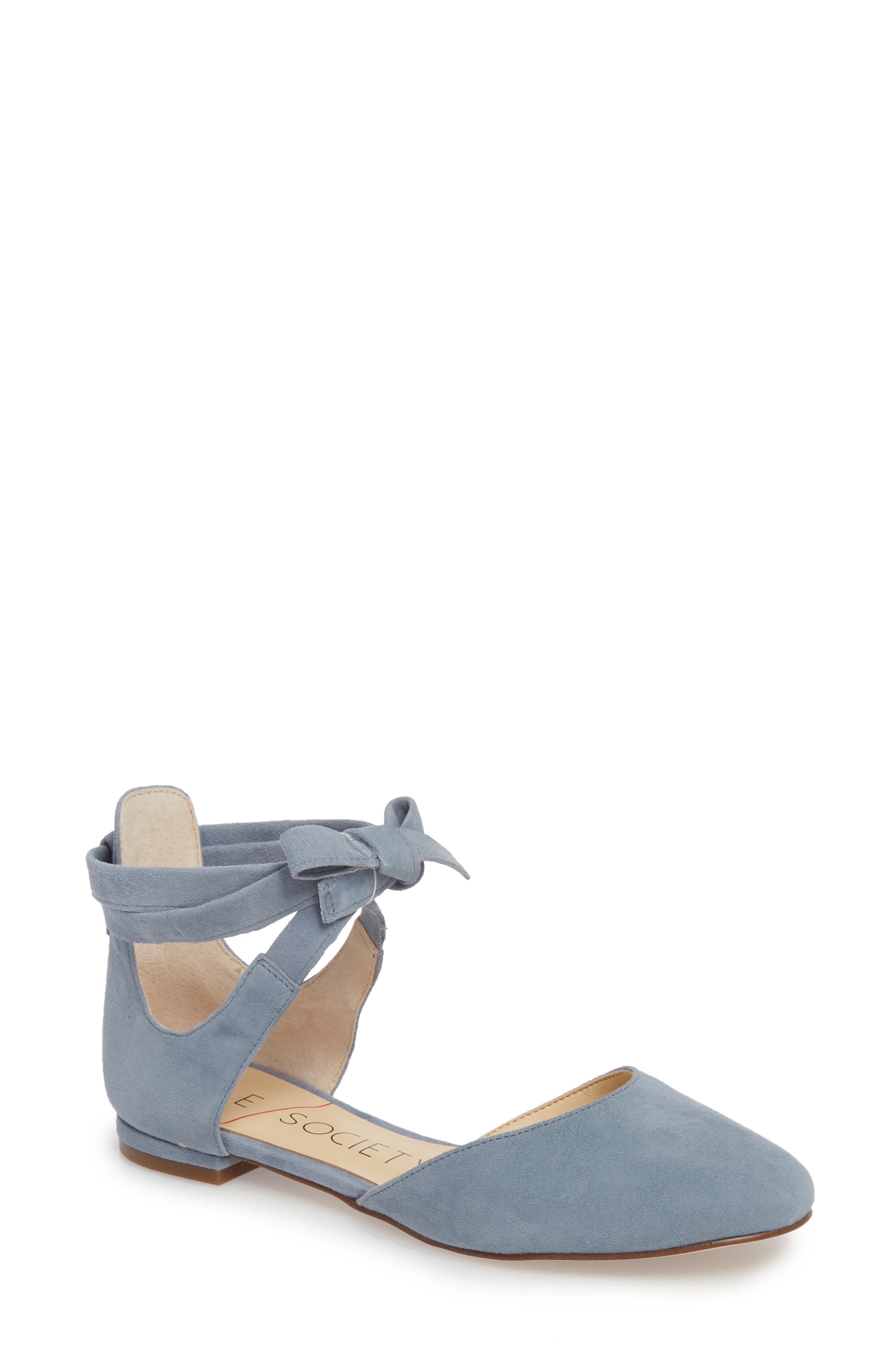 Sole Society Pauly Ankle Wrap Flat, Blue