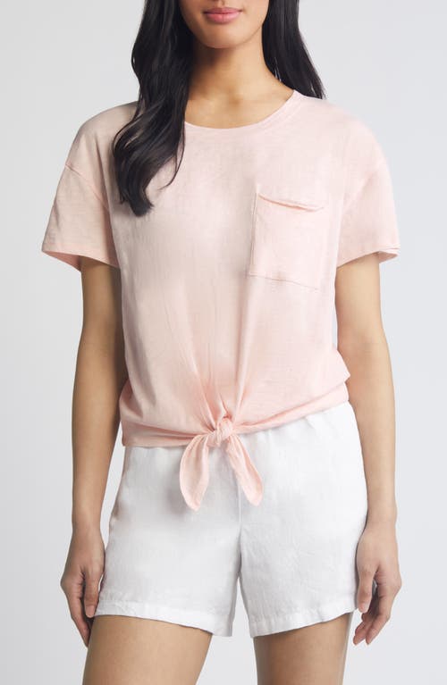 caslon(r) Crewneck Tie Front T-Shirt in Pink Beach