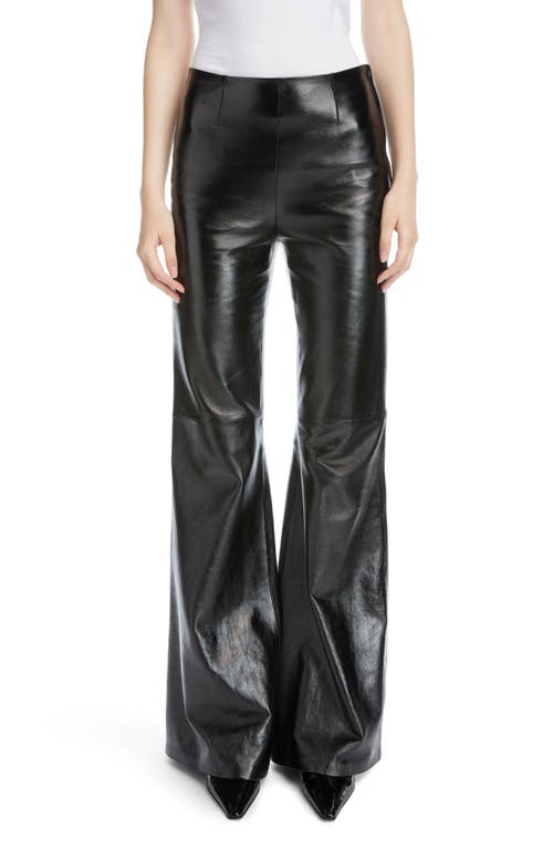 Acne Studios Lazos Flare Lambskin Leather Pants in Black