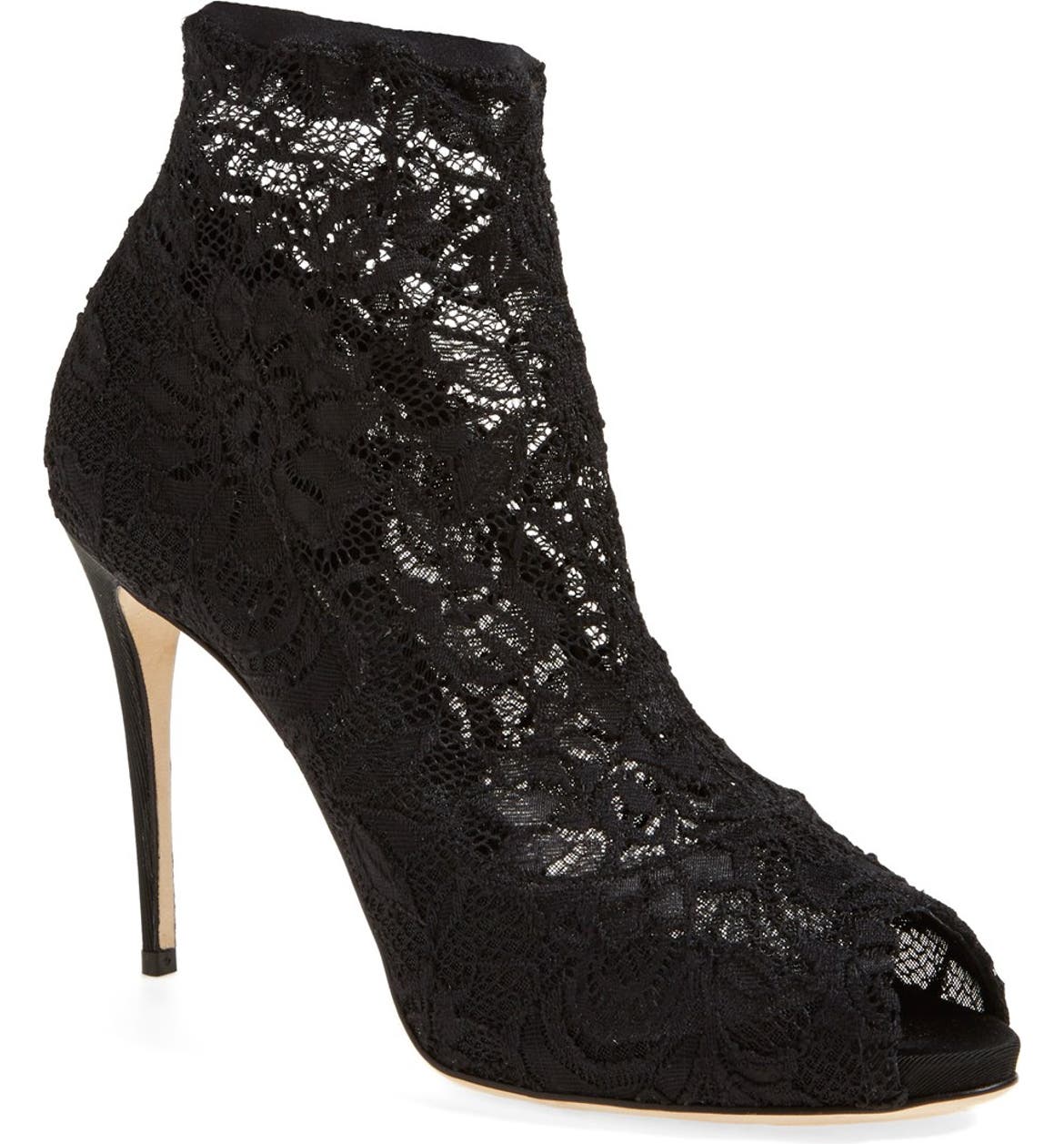 Dolce&Gabbana Peep Toe Lace Boot (Women) | Nordstrom