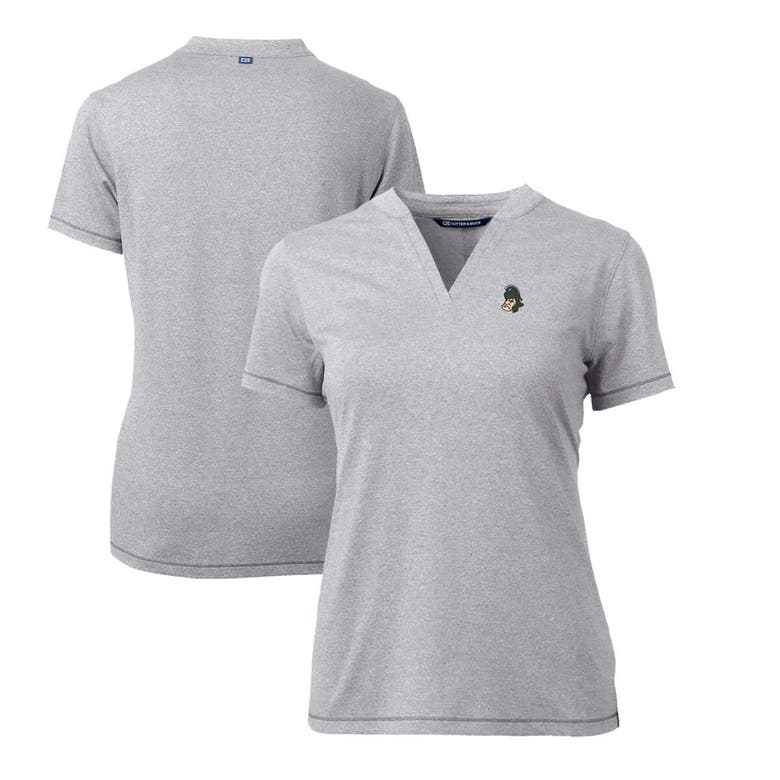 Shop Cutter & Buck Heather Gray Michigan State Spartans Forge Stretch Blade V-neck Top