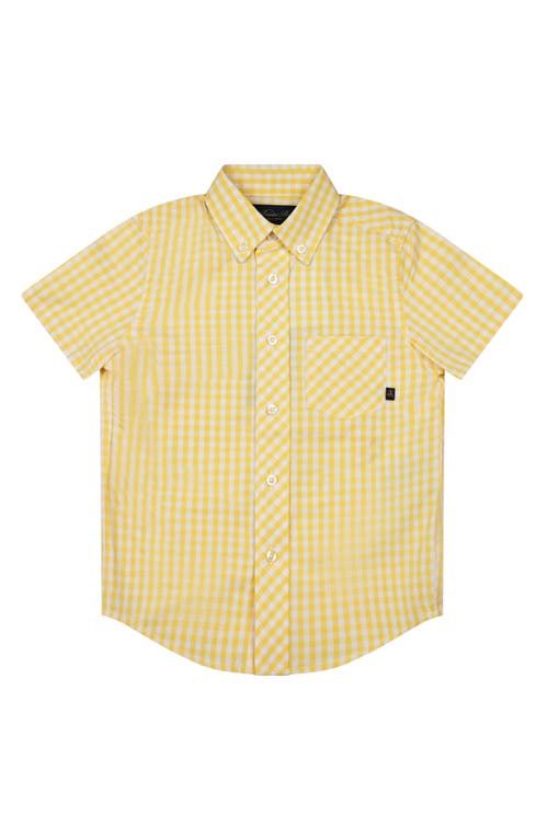 Brooks Brothers Kids' Gingham Short Sleeve Cotton Button-Down Shirt Yellow at Nordstrom,