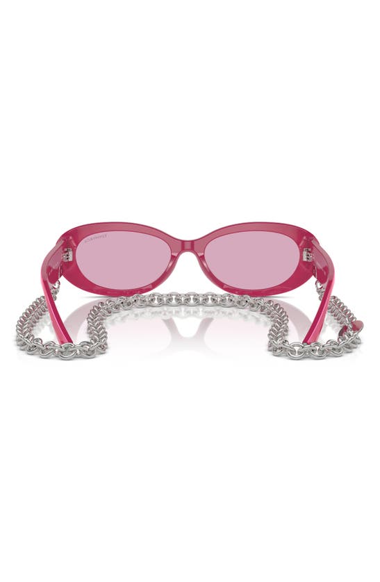 Shop Tiffany & Co 54mm Oval Sunglasses With Chain In Fuchsia / Violet