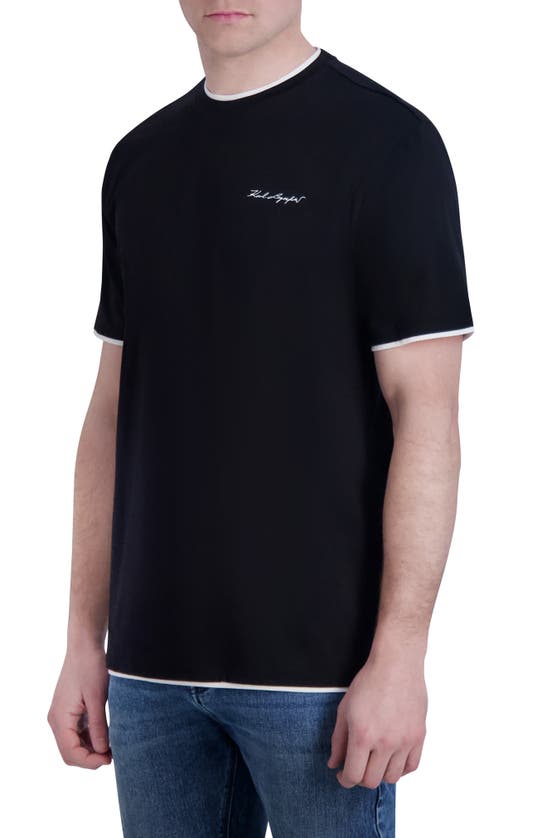 Shop Karl Lagerfeld Tipped Cotton T-shirt In Black