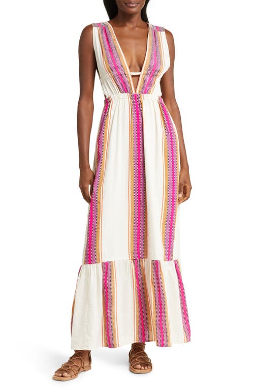 lemlem Lelisa Plunge Cotton Blend Maxi Dress Genet Berry at Nordstrom,