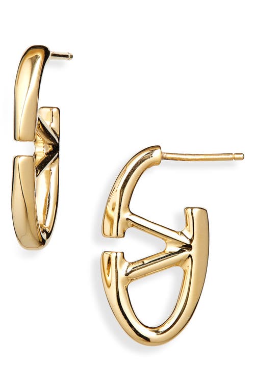 Shop Valentino Garavani The Bold Edition Vlogo Hoop Earrings In Cs4 Oro 18