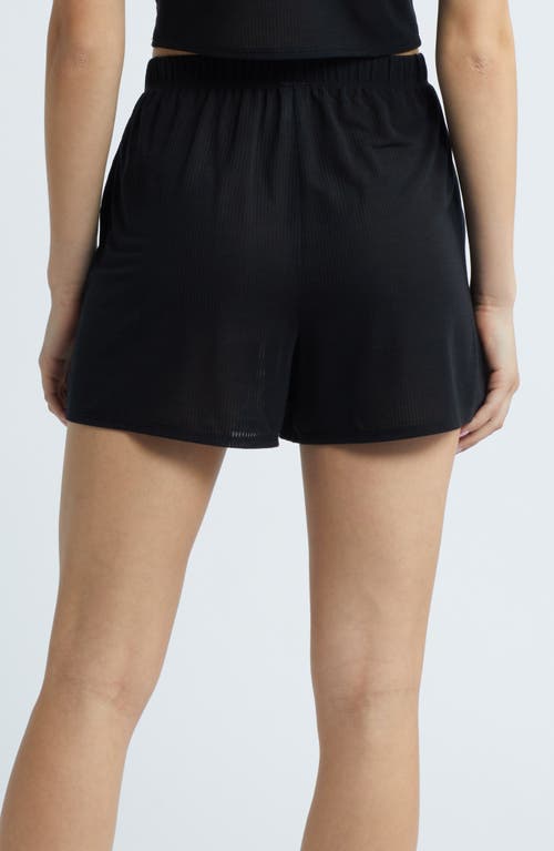 Shop Open Edit Dreamy Rib Sleep Shorts In Black